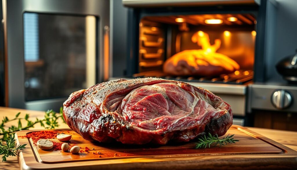Cooking rib eye roast in oven and grill Cooking rib eye roast in oven and grill